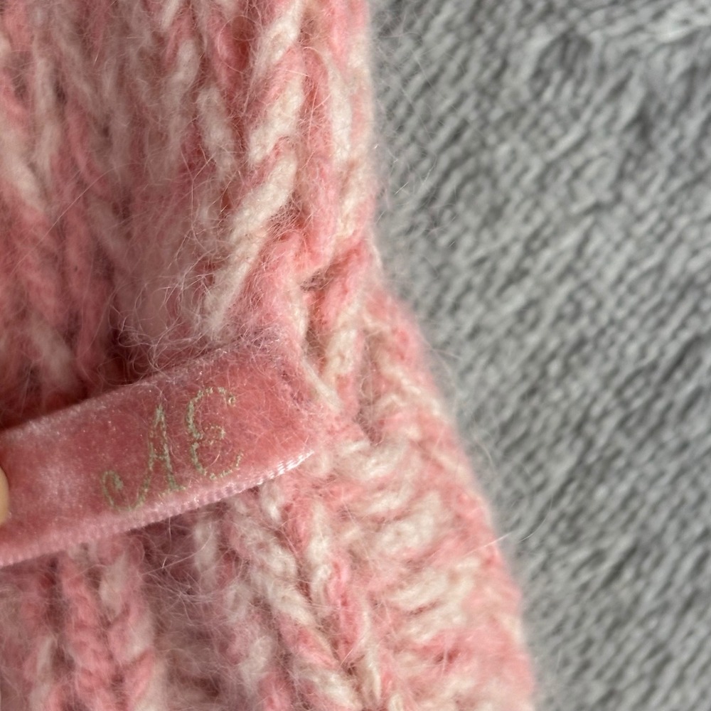 American Eagle Sweater Junior XL Pink Angora Wool Blend Marled Chunky Knit Sheer - Picture 2 of 9